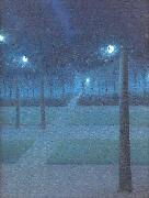 Nuncques, William Degouve de Nocturne in the Parc Royal, Brussels oil painting artist